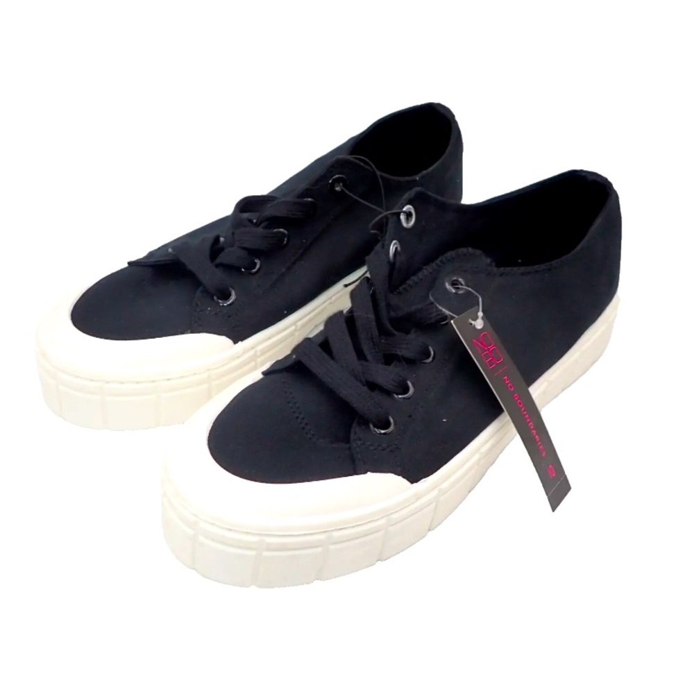 No Boundaries NoBo Black Canvas Shoes Lace Up Chunky Soles Women’s Size 10